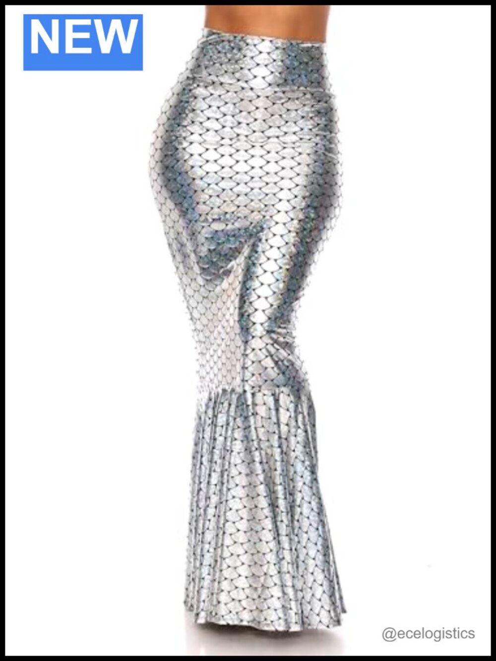 Hologram Mermaid Skirt High Waisted Fishtail Costume Women's